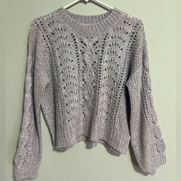 Heartloom Sweaters - Heartloom lilac Cable Knit long sleeve sweater women’s Small